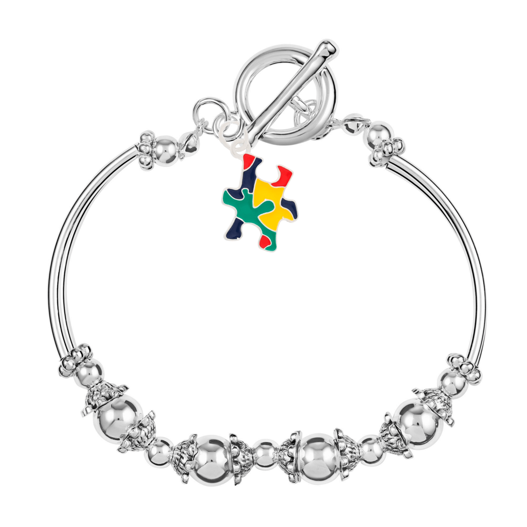 Colored Puzzle Piece Autism Partial Beaded Bracelets The Awareness Company