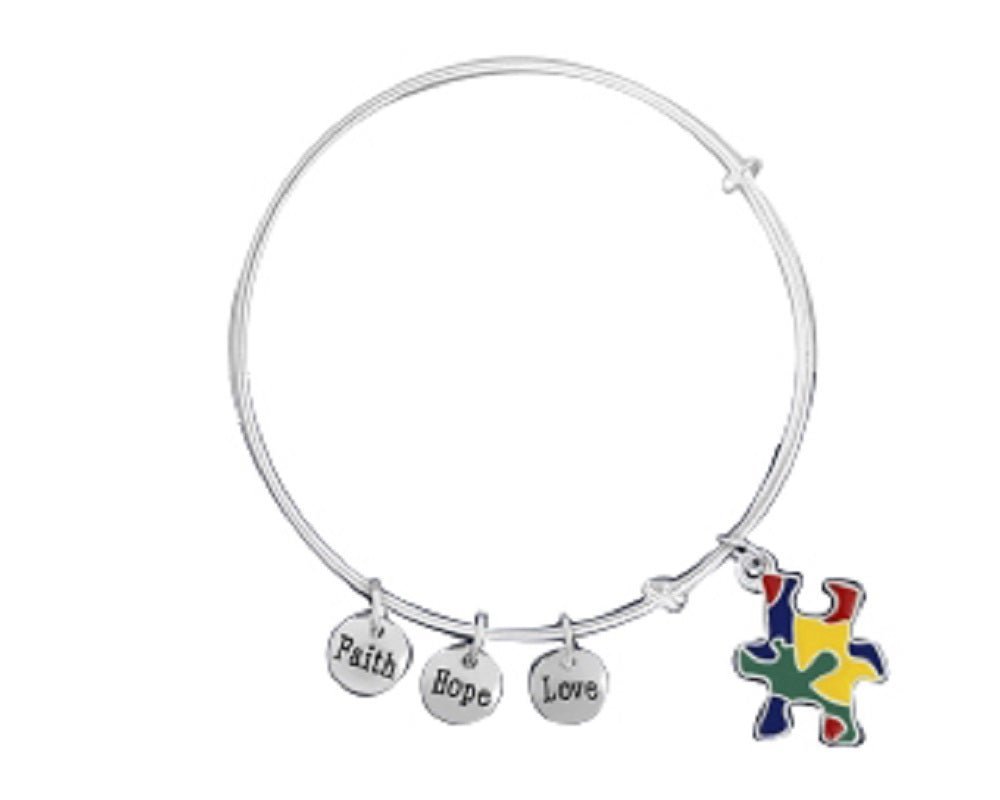 Colored Puzzle Piece Autism Retractable Bracelets The Awareness Company