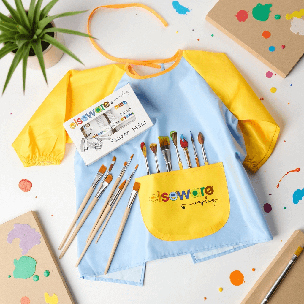 Mess-Free Kids Paint Bundle | All-Natural Finger Paint & Art Smock Set elseware unplug
