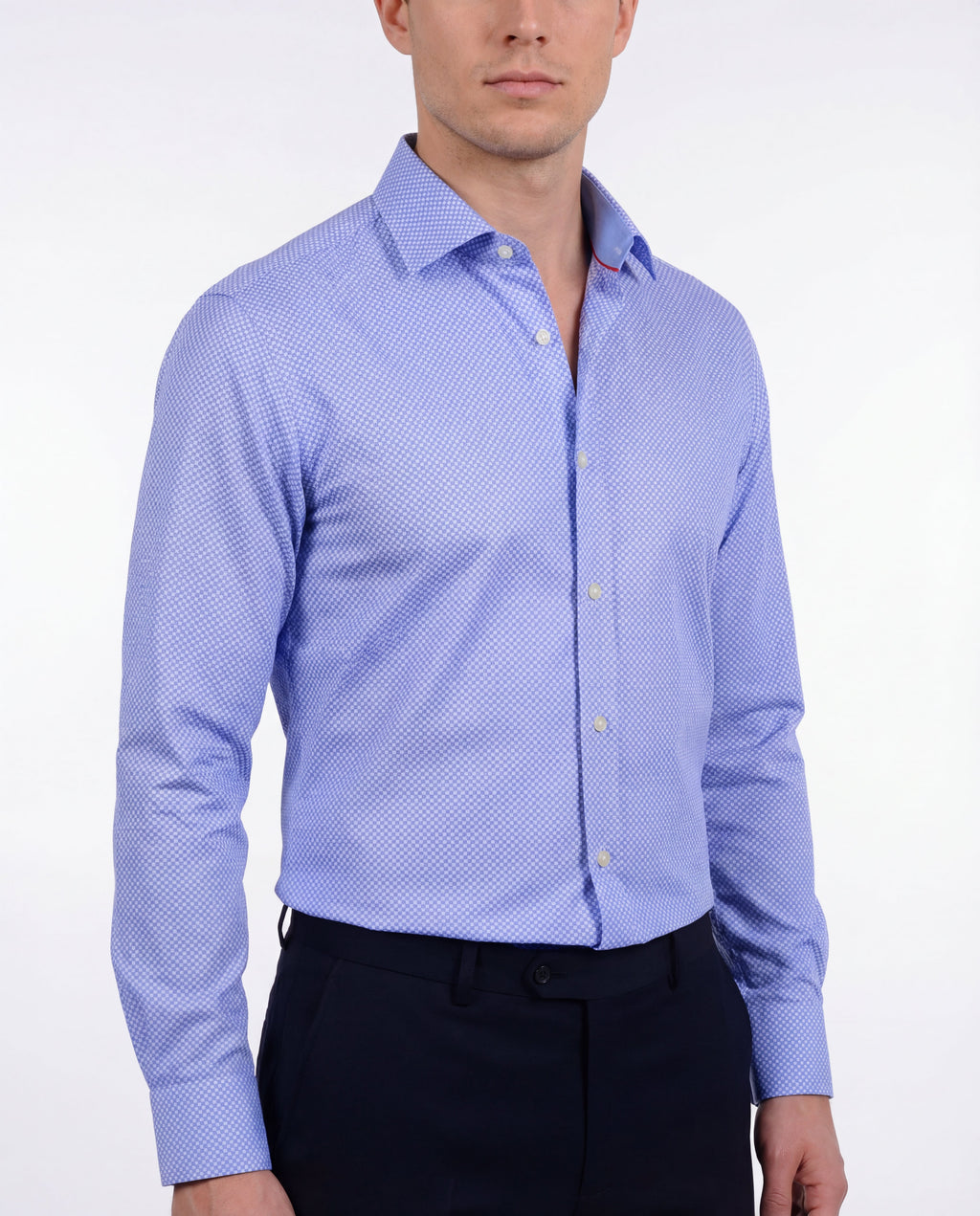 Long Sleeve Shirt with contract trimming // Dual cuffs //  contemporary fit - Final Sale LEVINAS® Official