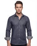 Long Sleeve Shirt with contract trimming // Dual cuffs // contemporary fit- Final Sale LEVINAS® Official