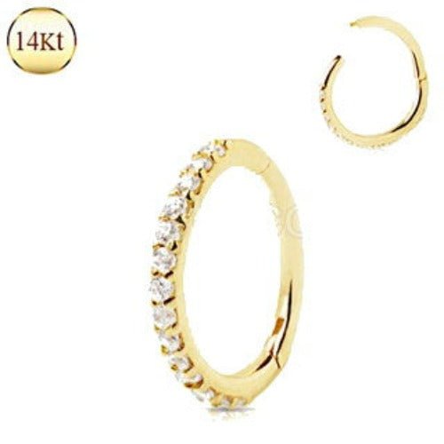 14Kt. Yellow Gold Multi Jeweled Seamless Clicker Ring Fashion Hut Jewelry