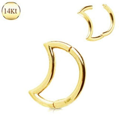 14Kt. Yellow Gold Crescent Moon Seamless Clicker Ring Fashion Hut Jewelry