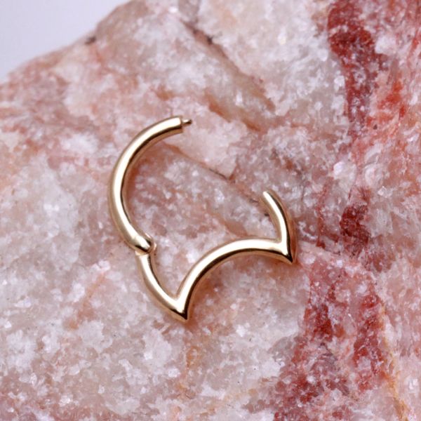 14Kt. Yellow Gold Crescent Moon Seamless Clicker Ring Fashion Hut Jewelry