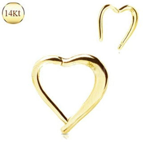 14Kt. Yellow Gold Lovely Heart Seamless Clicker Ring Fashion Hut Jewelry