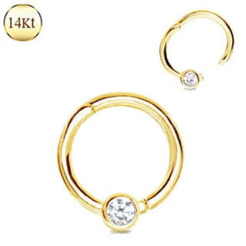 14Kt. Yellow Gold Jeweled Seamless Clicker Ring Fashion Hut Jewelry