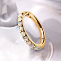 14Kt Yellow Gold Multi-Synthetic Opal Clicker Ring Fashion Hut Jewelry
