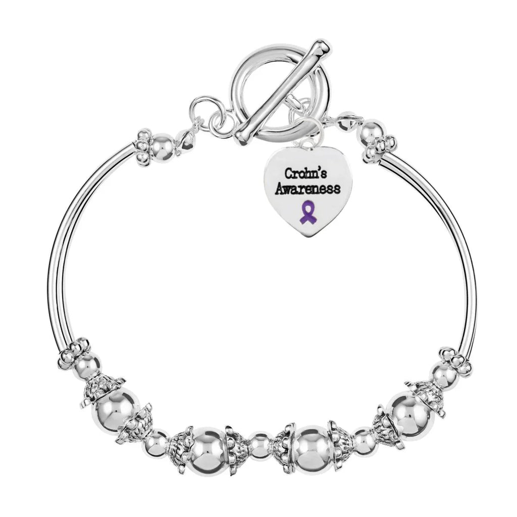 Crohn's Disease Awareness Purple Ribbon Partial Beaded Bracelets The Awareness Company