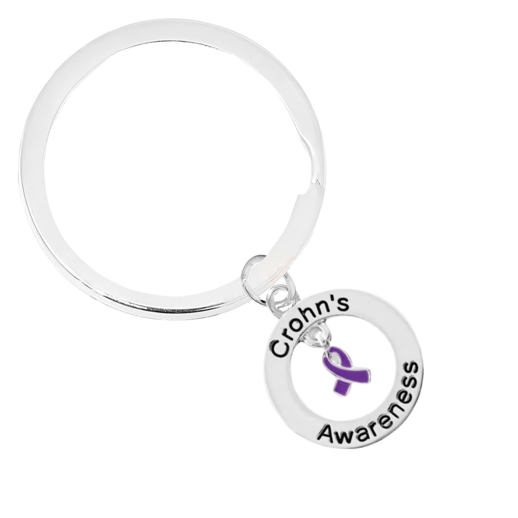 Crohn's Disease Awareness Round Charm Split Style Keychains The Awareness Company