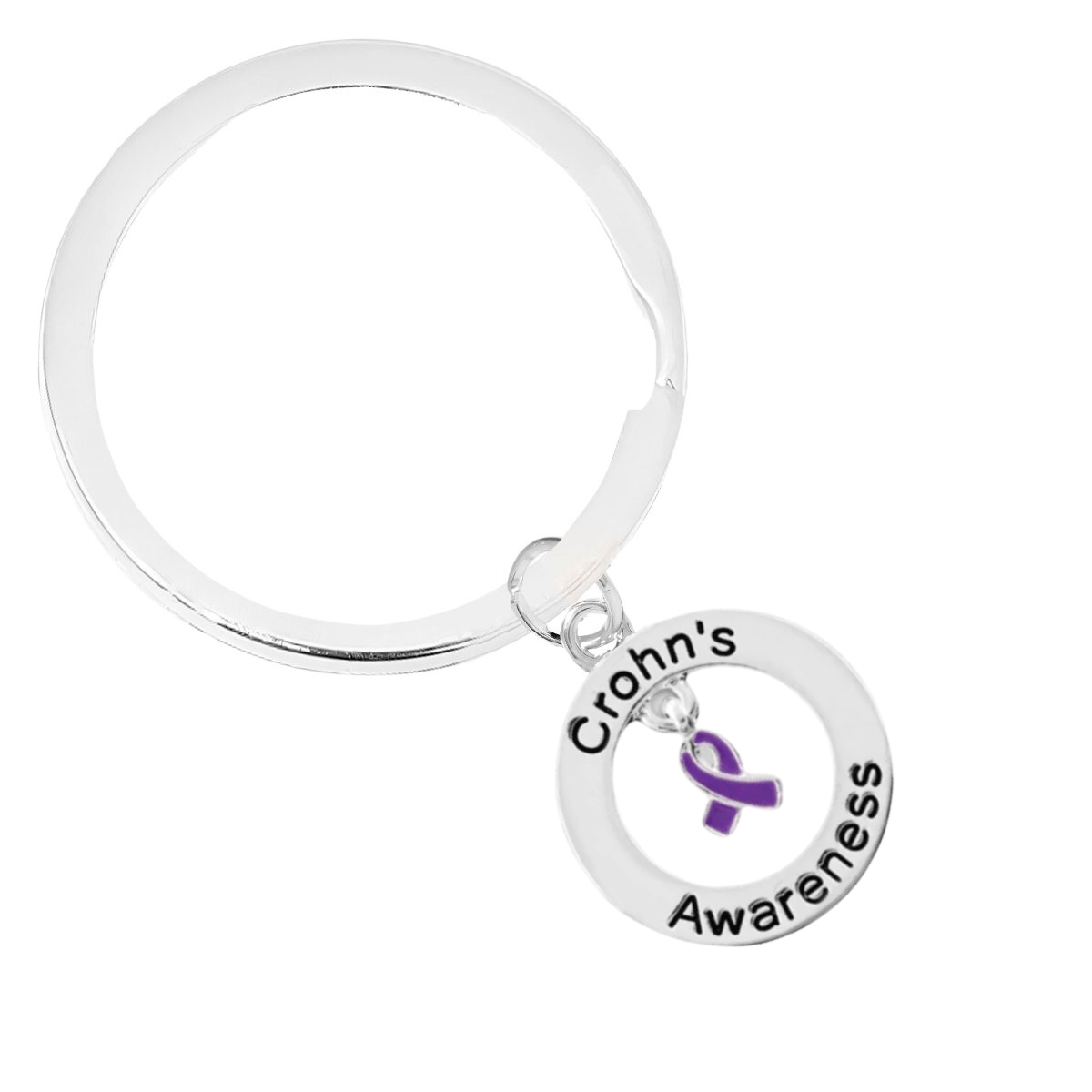 Crohn's Disease Awareness Round Charm Split Style Keychains The Awareness Company