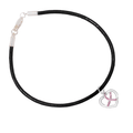 Crystal Pink Ribbon Heart Charm Leather Cord Bracelets The Awareness Company