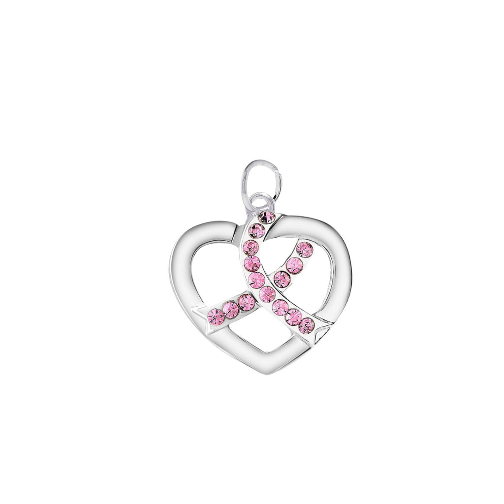 Crystal Pink Ribbon Silver Heart Charms The Awareness Company