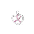 Crystal Pink Ribbon Silver Heart Charms The Awareness Company