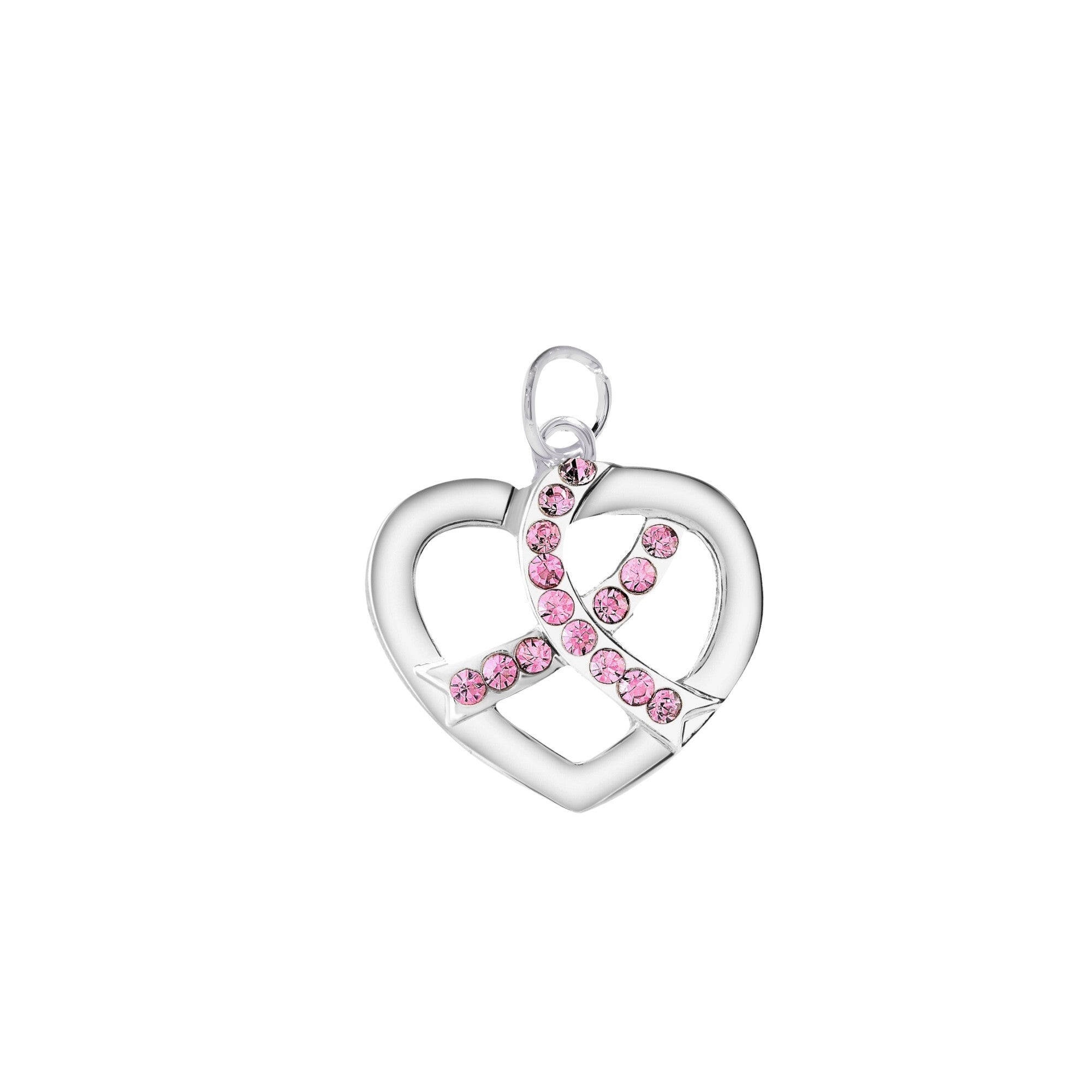Crystal Pink Ribbon Silver Heart Charms The Awareness Company