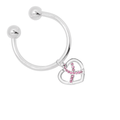 Crystal Pink Ribbon Silver Heart Keychains The Awareness Company