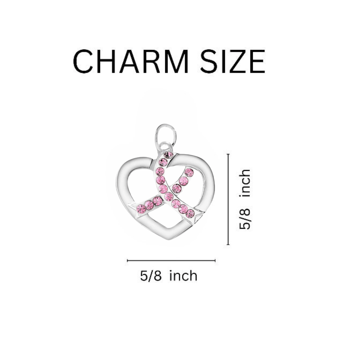 Crystal Pink Ribbon Heart Charm Silver Partial Beaded Bracelets The Awareness Company