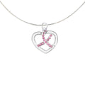 Crystal Pink Ribbon Silver Heart Necklaces The Awareness Company