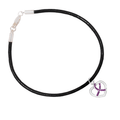 Crystal Purple Ribbon Heart Charm Leather Cord Bracelets The Awareness Company