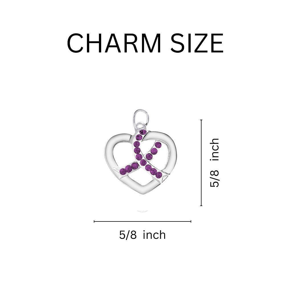 Crystal Purple Ribbon Heart Horse Shoe Style Keychains The Awareness Company