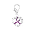 Crystal Purple Ribbon Silver Heart Hanging Charms The Awareness Company