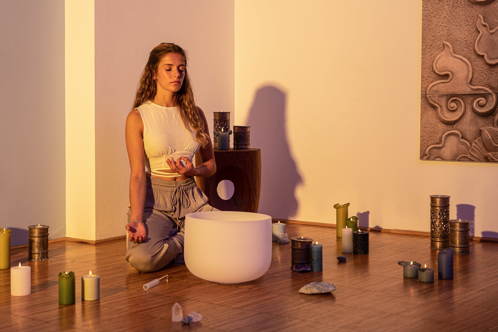 432 Hz Crystal Singing Bowl Chakra Set - 7 Pure White Quartz Bowls (8"–14") Sound Healing LAB