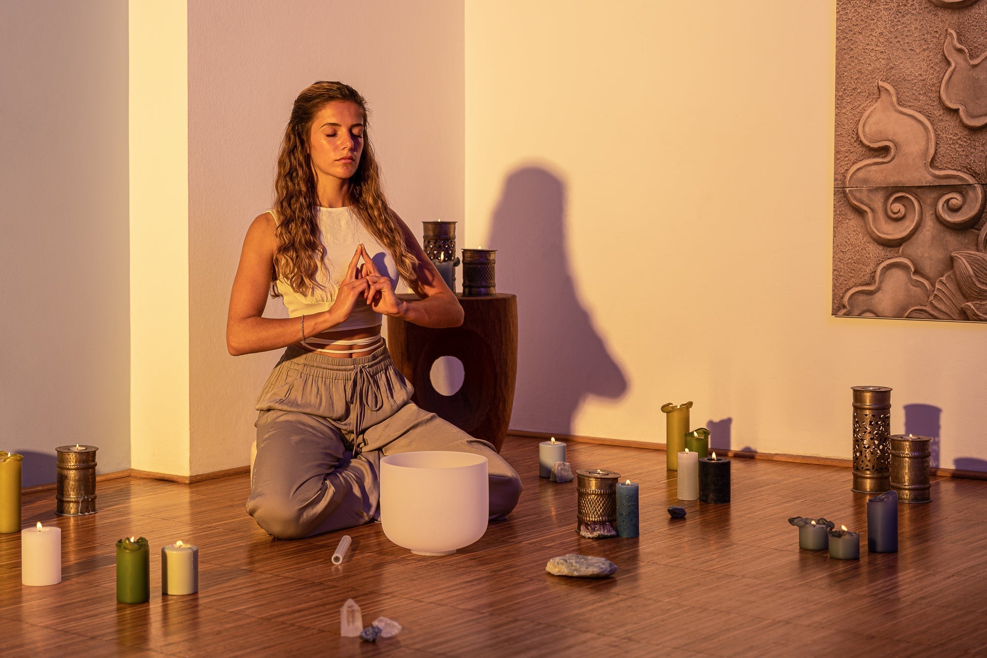 432 Hz Crystal Singing Bowl Chakra Set - 7 Pure White Quartz Bowls (8"–14") Sound Healing LAB