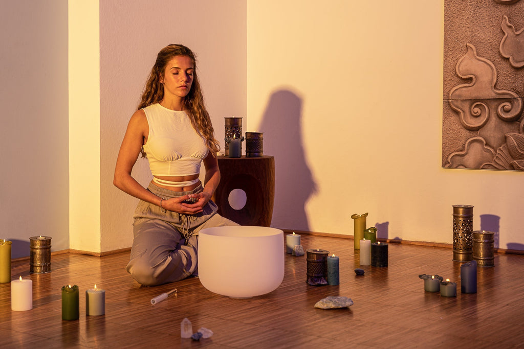 432 Hz Crystal Singing Bowl Chakra Set - 7 Pure White Quartz Bowls (8"–14") Sound Healing LAB