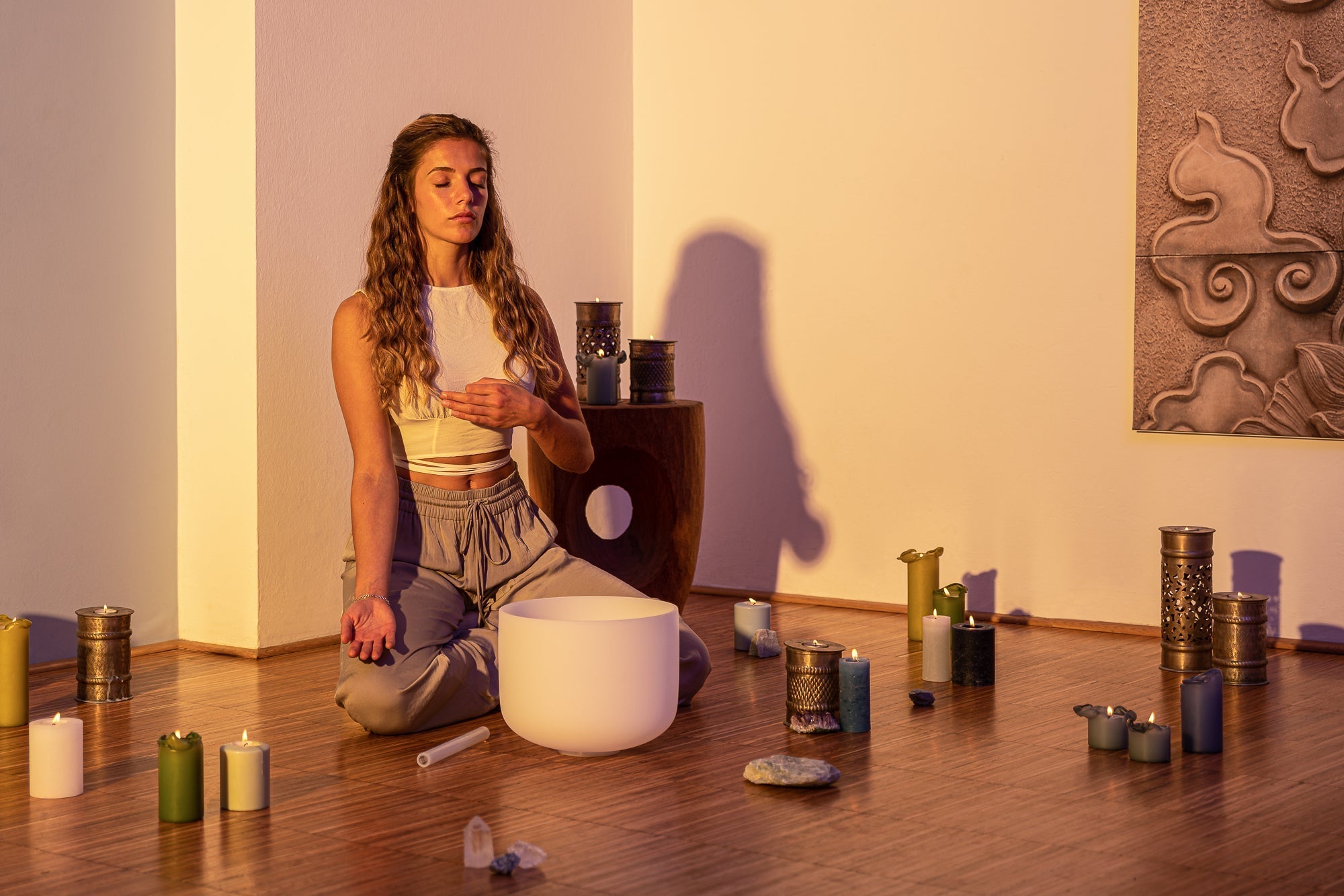 432 Hz Crystal Singing Bowl Chakra Set - 7 Pure White Quartz Bowls (8"–14") Sound Healing LAB