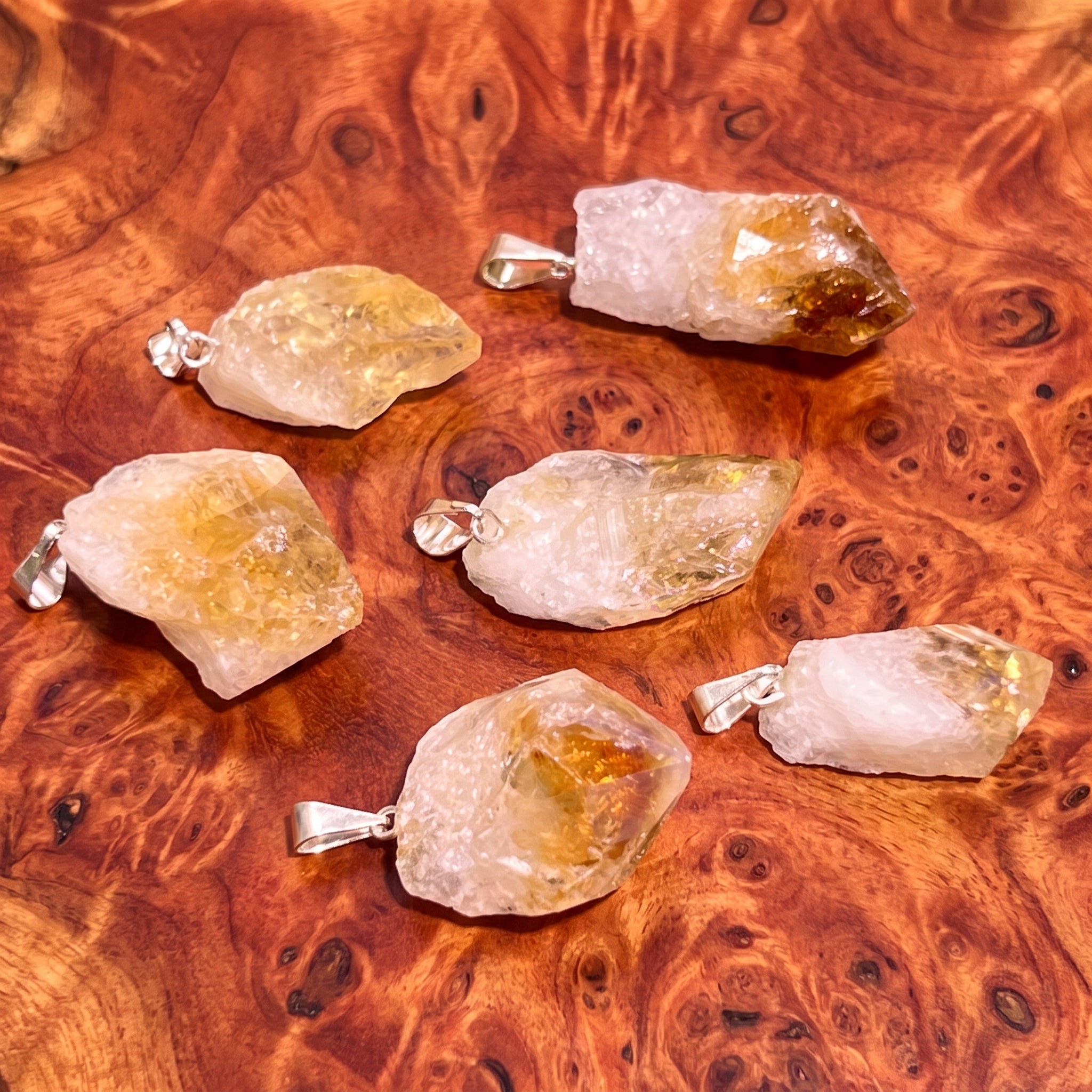 Citrine Crystal Point Pendant (Silver Bail) Amazing Crystals