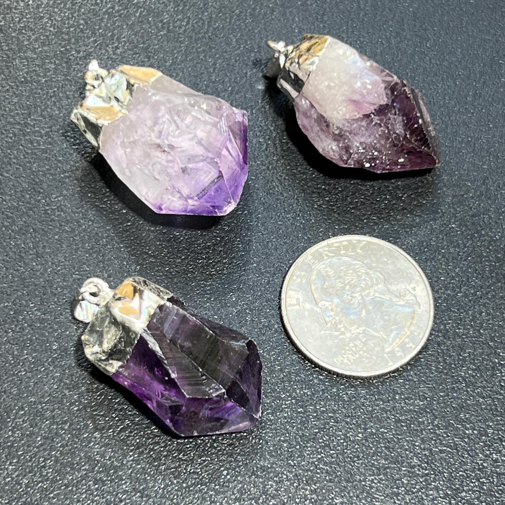 Purple Amethyst Crystal Point Pendant (Silver Plated) Wholesale Amazing Crystals