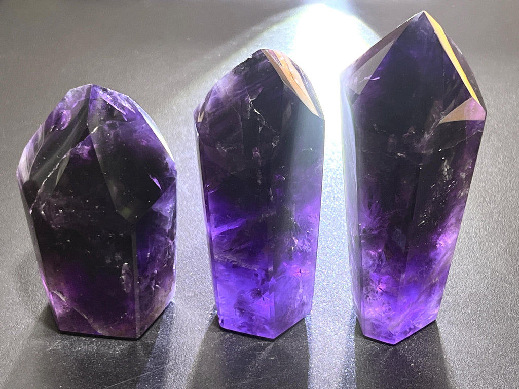 Large Dark Amethyst Crystal Faceted Standing Tower Carving Amazing Crystals