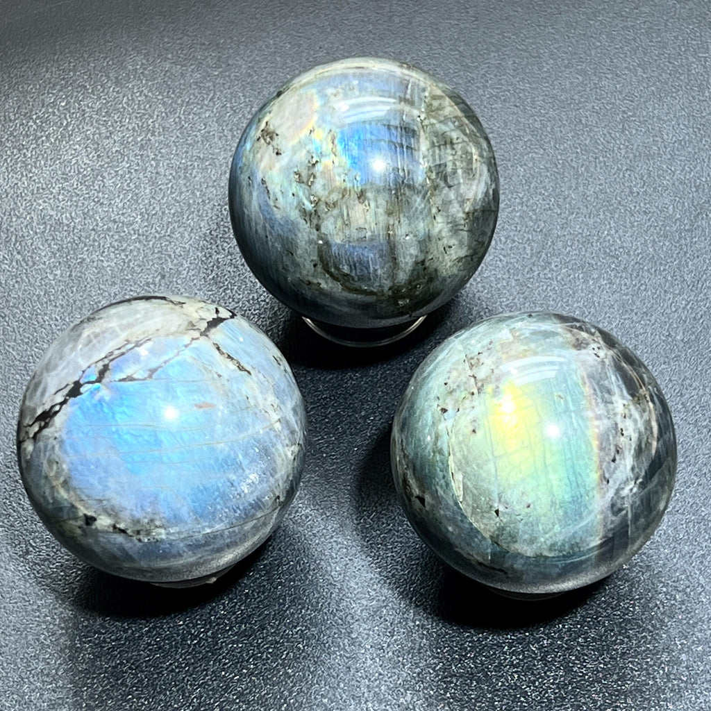 Flashy Labradorite Spheres (50-60mm)  Carving Amazing Crystals