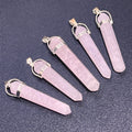 Pink Rose Quartz Crystal Point Pendant (Silver Plated) Long Thin Gemstone Necklace Amazing Crystals