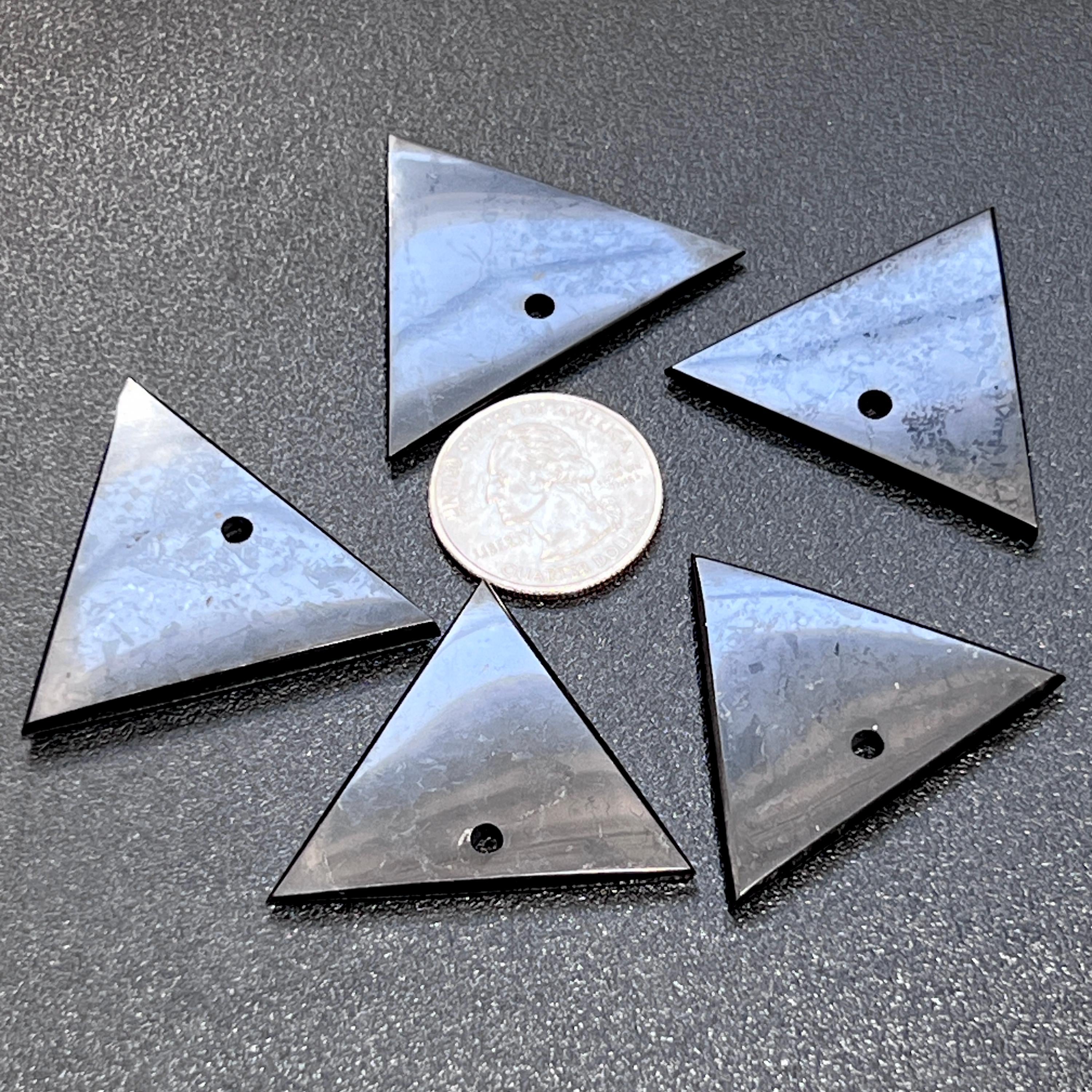 Black Shungite Triangle Drilled Beads Pendant Gemstone Jewelry Necklace Supply Amazing Crystals