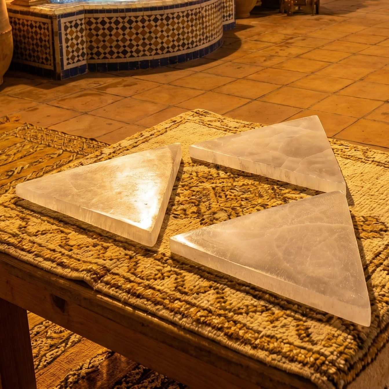 Selenite Satin Spar Crystal Triangle Plate Carving (6 inch) Amazing Crystals
