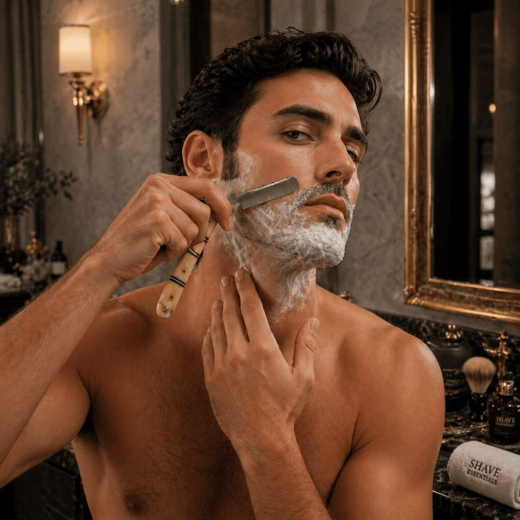 Damascus Steel Straight Razor Shave Essentials