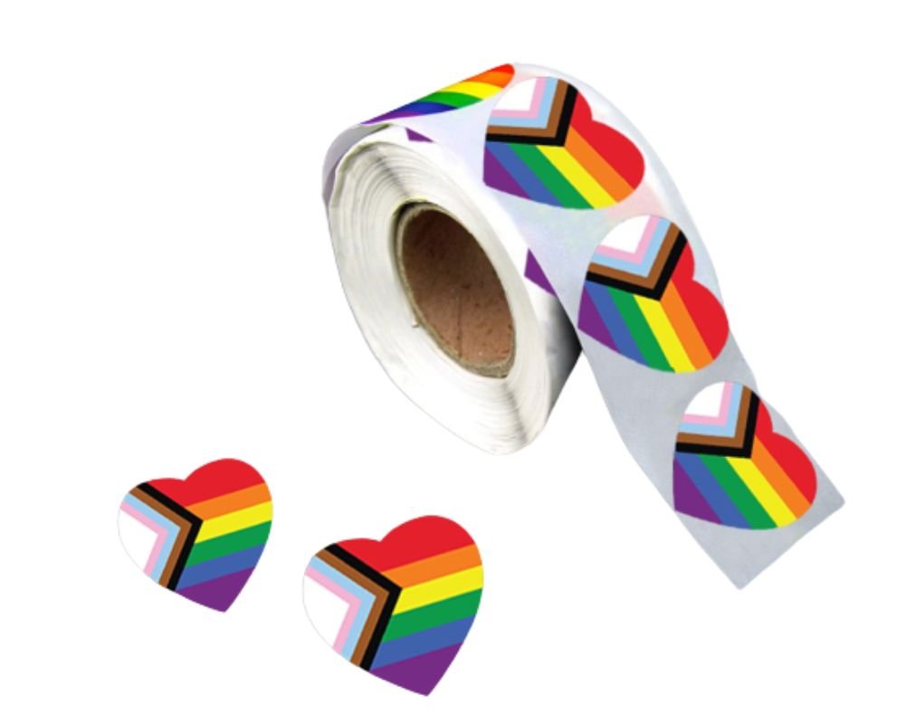 Daniel Quasar Flag Heart Stickers (250 per Roll) The Awareness Company