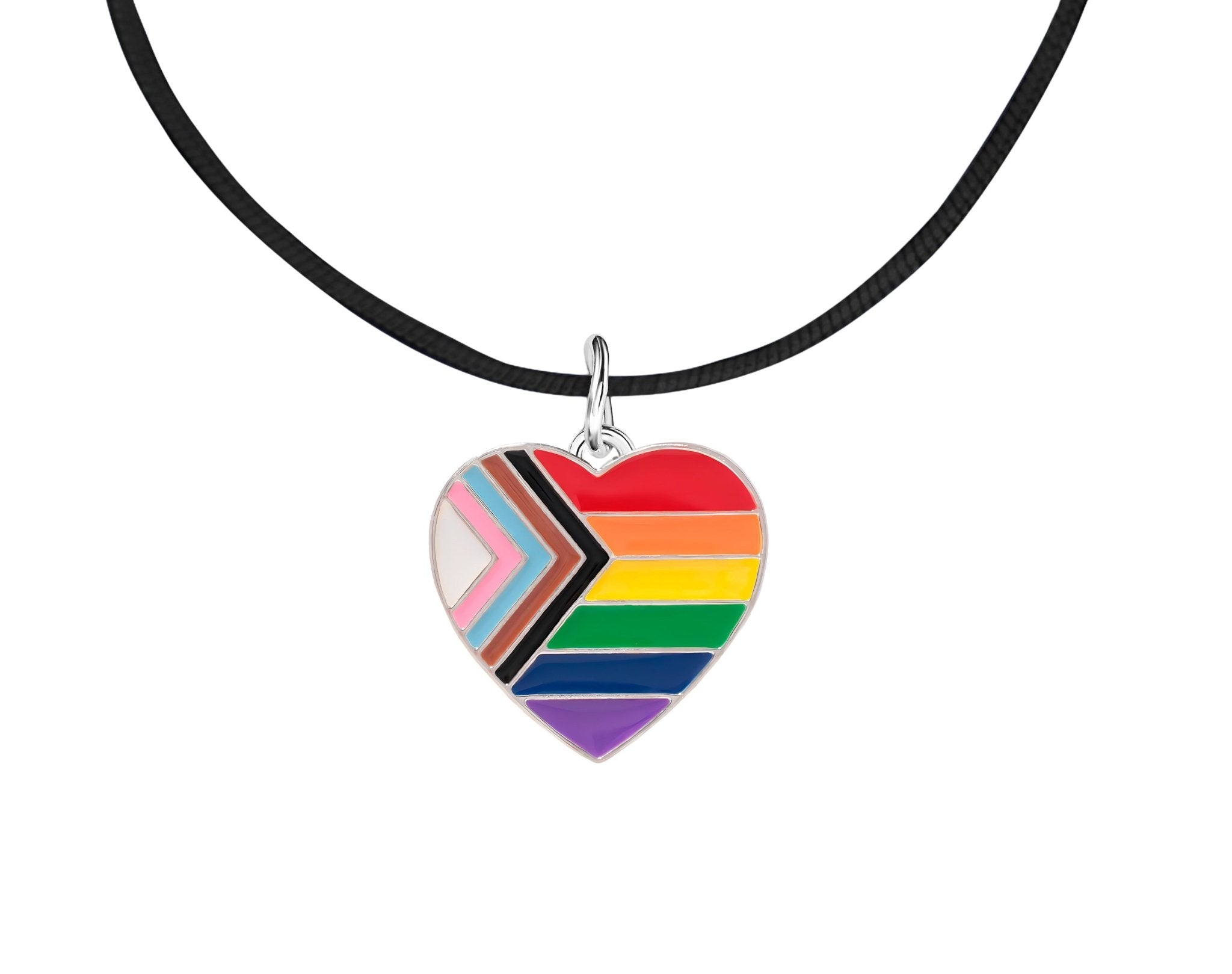 Daniel Quasar Heart Flag Charm on Black Cord Necklaces The Awareness Company