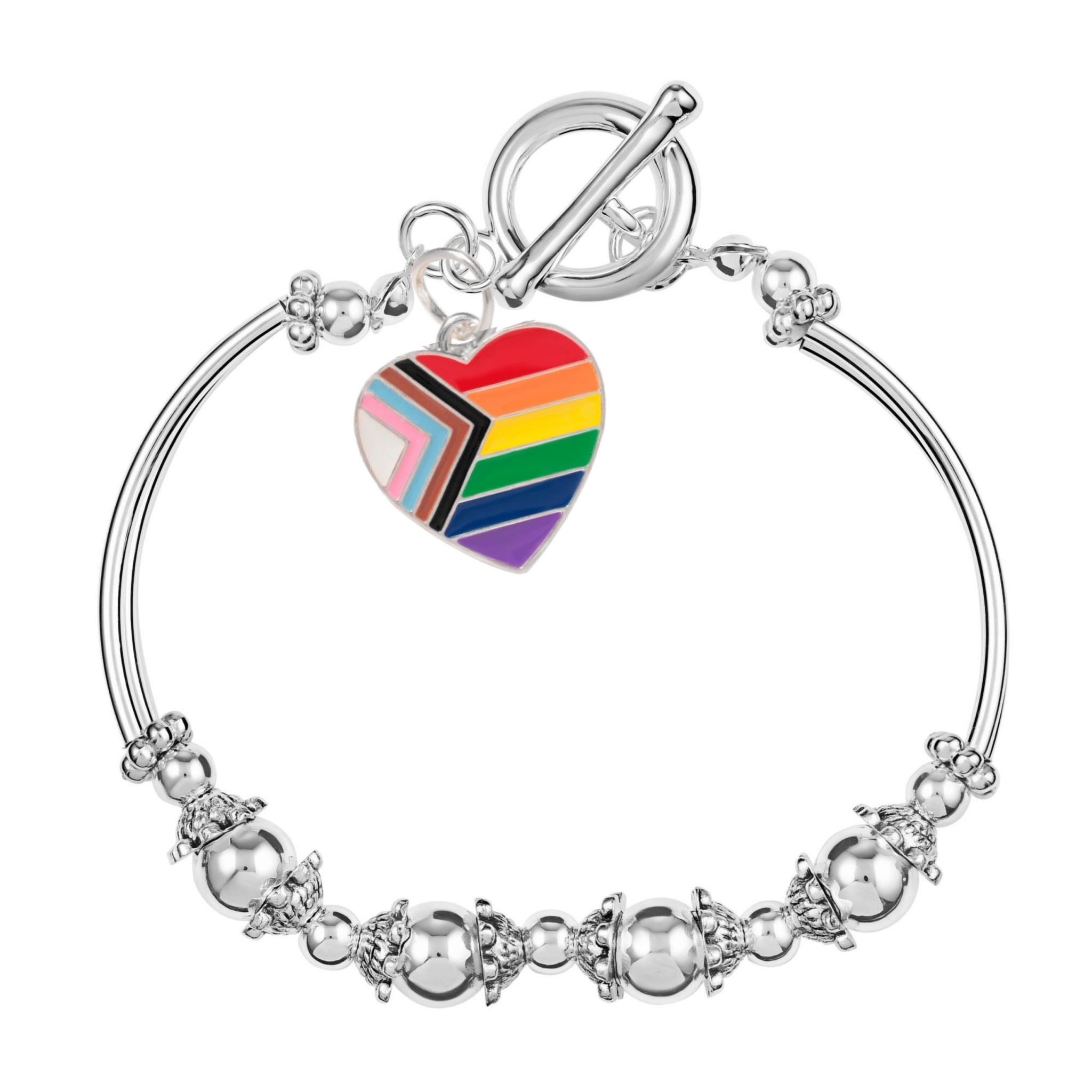 Daniel Quasar Heart Flag Charm Partial Beaded Bracelets The Awareness Company