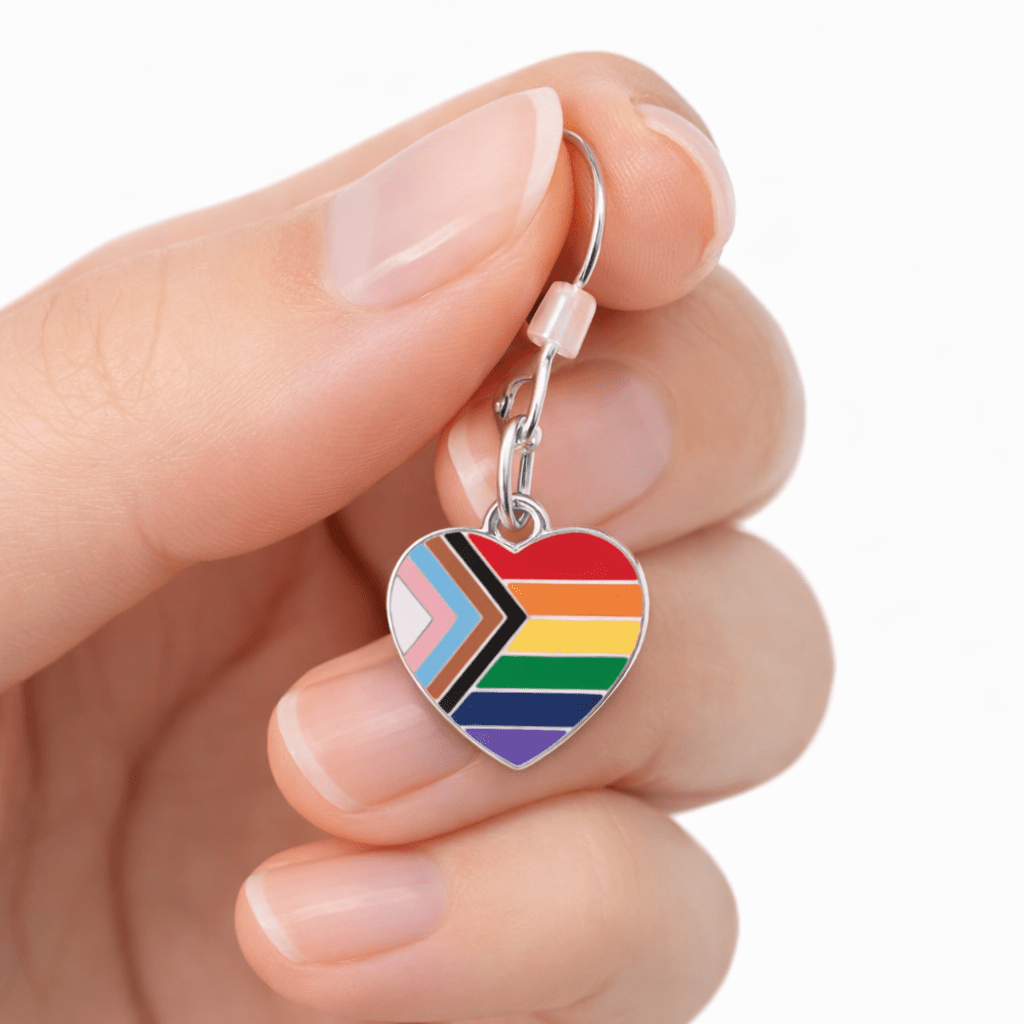 Daniel Quasar Heart Flag Hanging Earrings The Awareness Company
