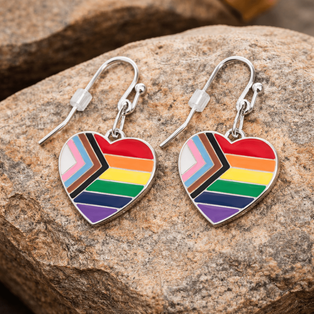 Daniel Quasar Heart Flag Hanging Earrings The Awareness Company
