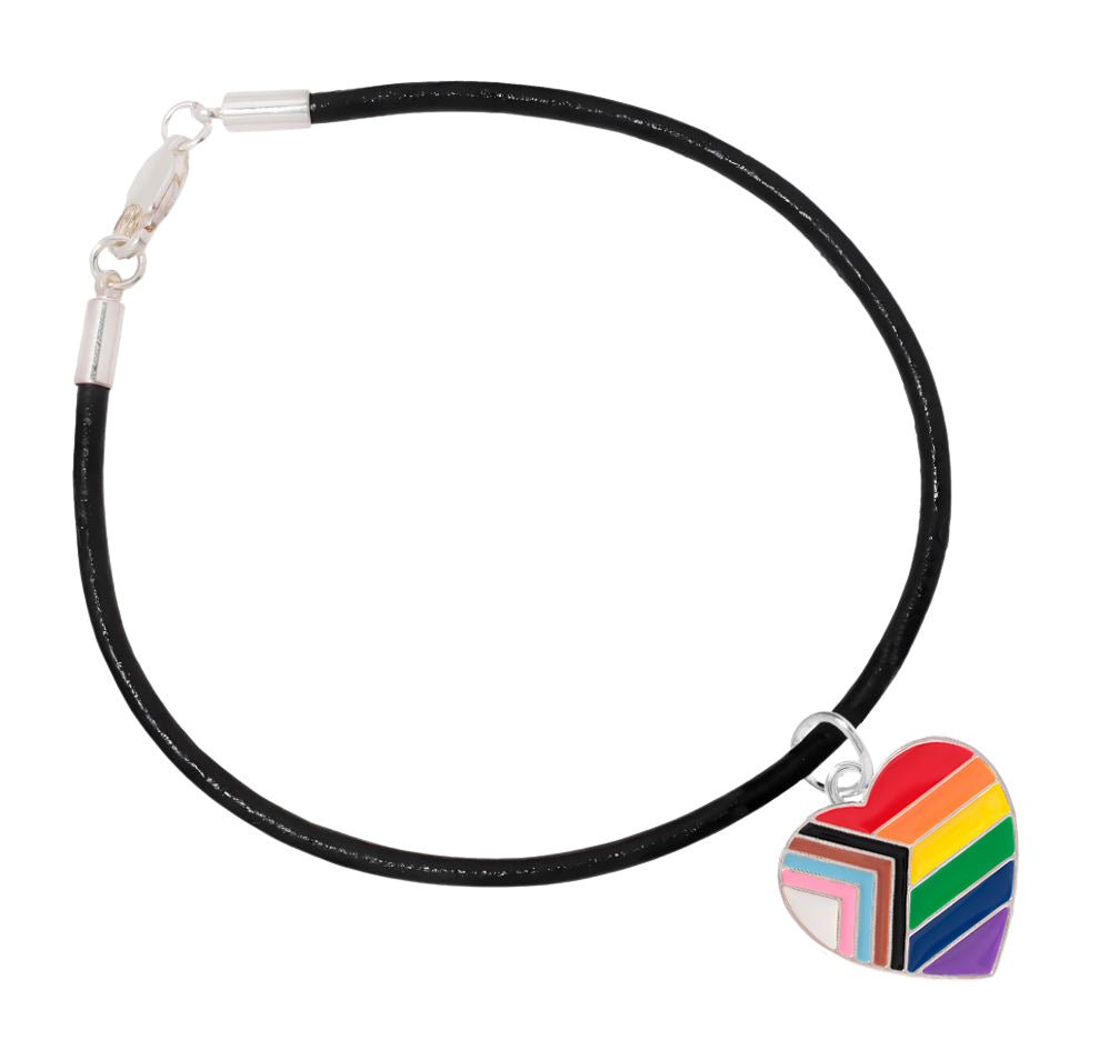 Daniel Quasar Rainbow Heart Flag Black Cord Bracelets The Awareness Company