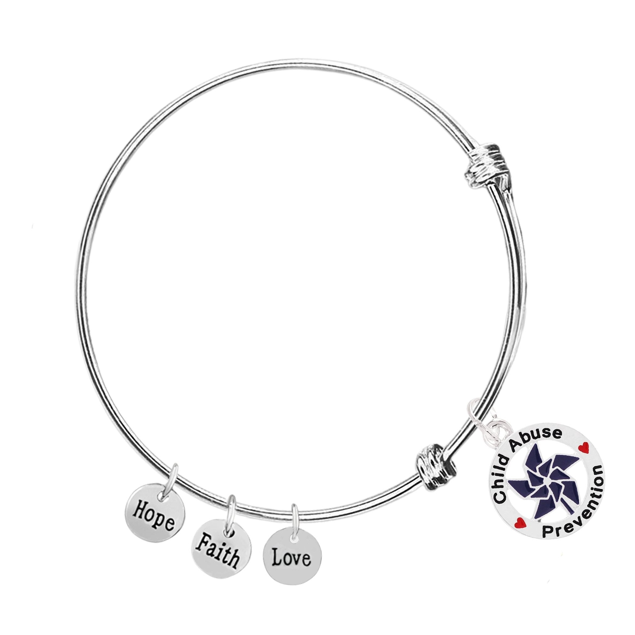 Dark Blue Pinwheel Charm Child Abuse Prevention Retractable Bracelets The Awareness Company
