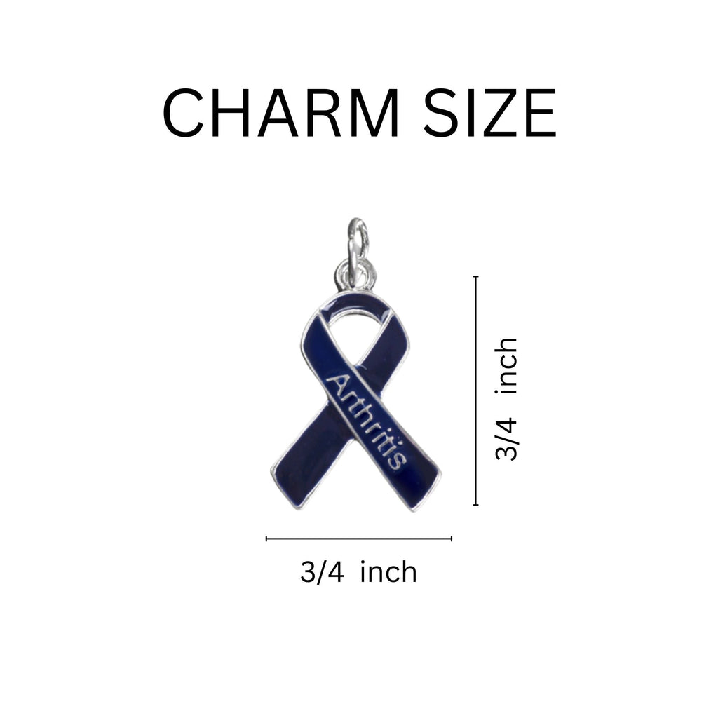 Dark Blue Ribbon Arthritis Awareness Hanging Earrings The Awareness Company