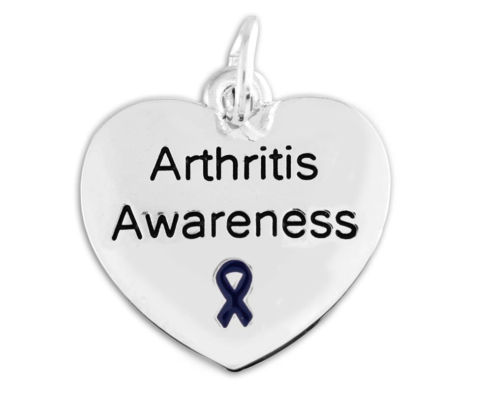 Dark Blue Ribbon Arthritis Awareness Heart Charms The Awareness Company