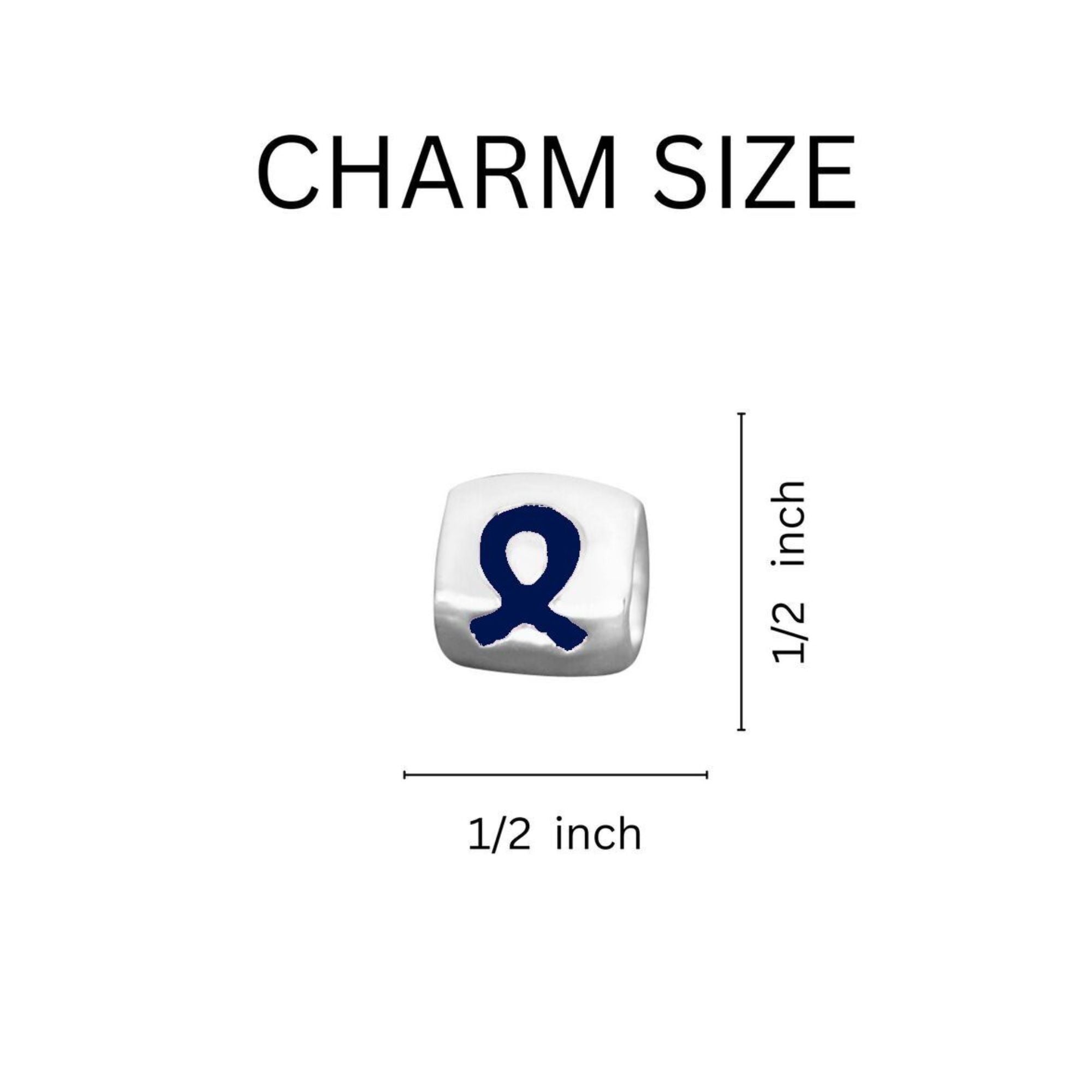 Dark Blue Ribbon Awareness Barrel Charms The Awareness Company