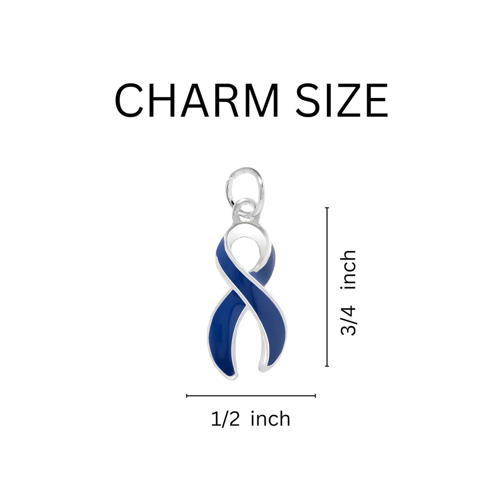 10 Pack Dark Blue Ribbon Awareness Charms The Awareness Company