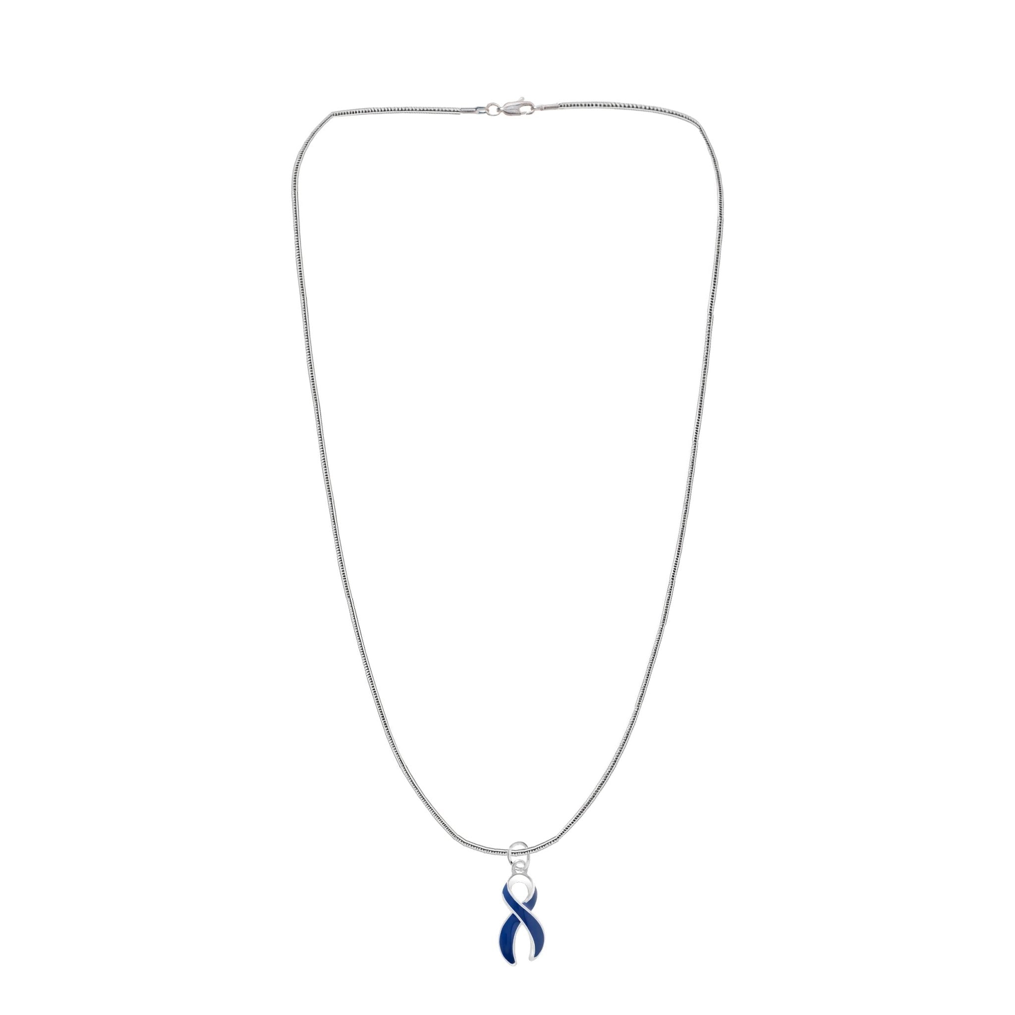 Dark Blue Ribbon Awareness Necklaces The Awareness Company