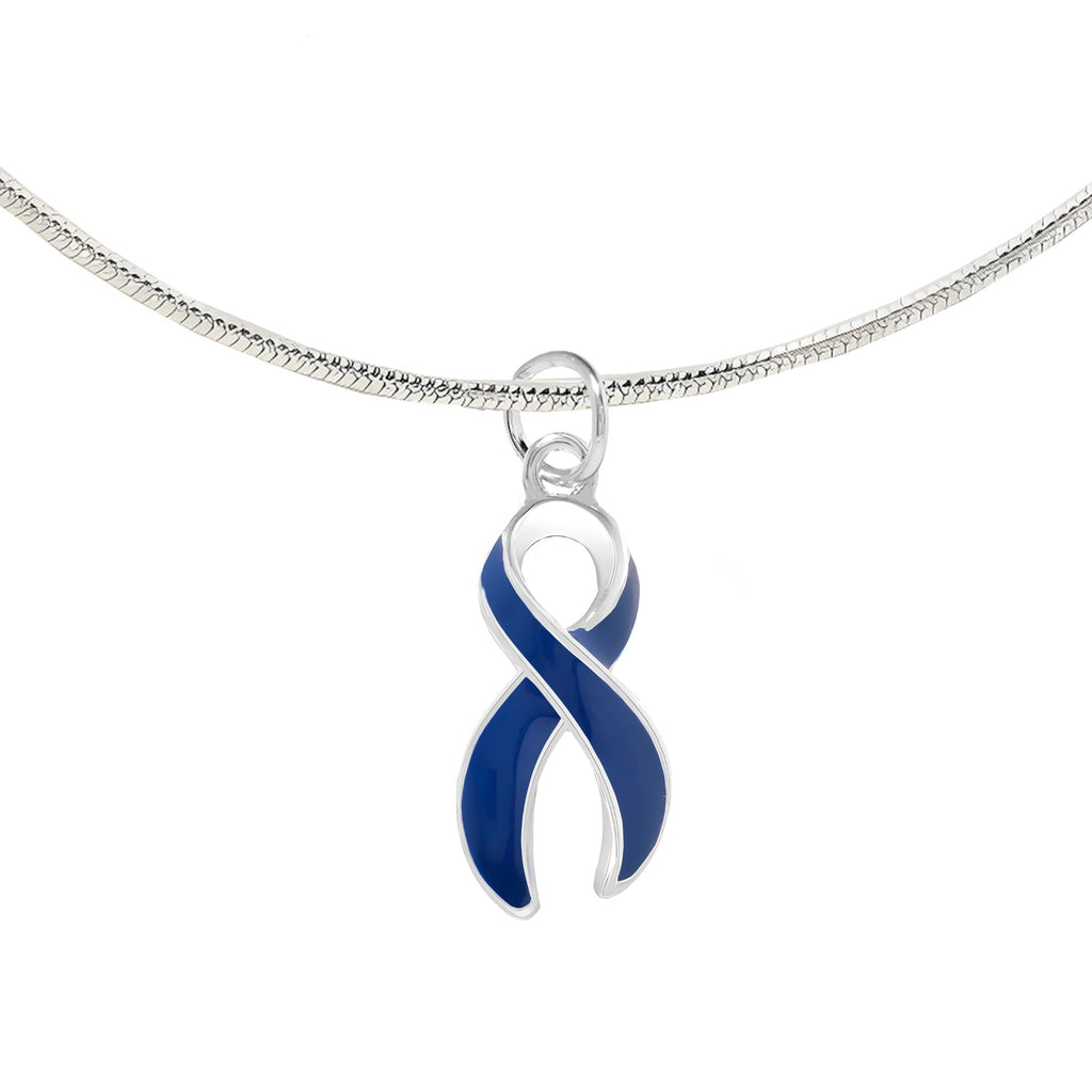 Dark Blue Ribbon Awareness Necklaces The Awareness Company