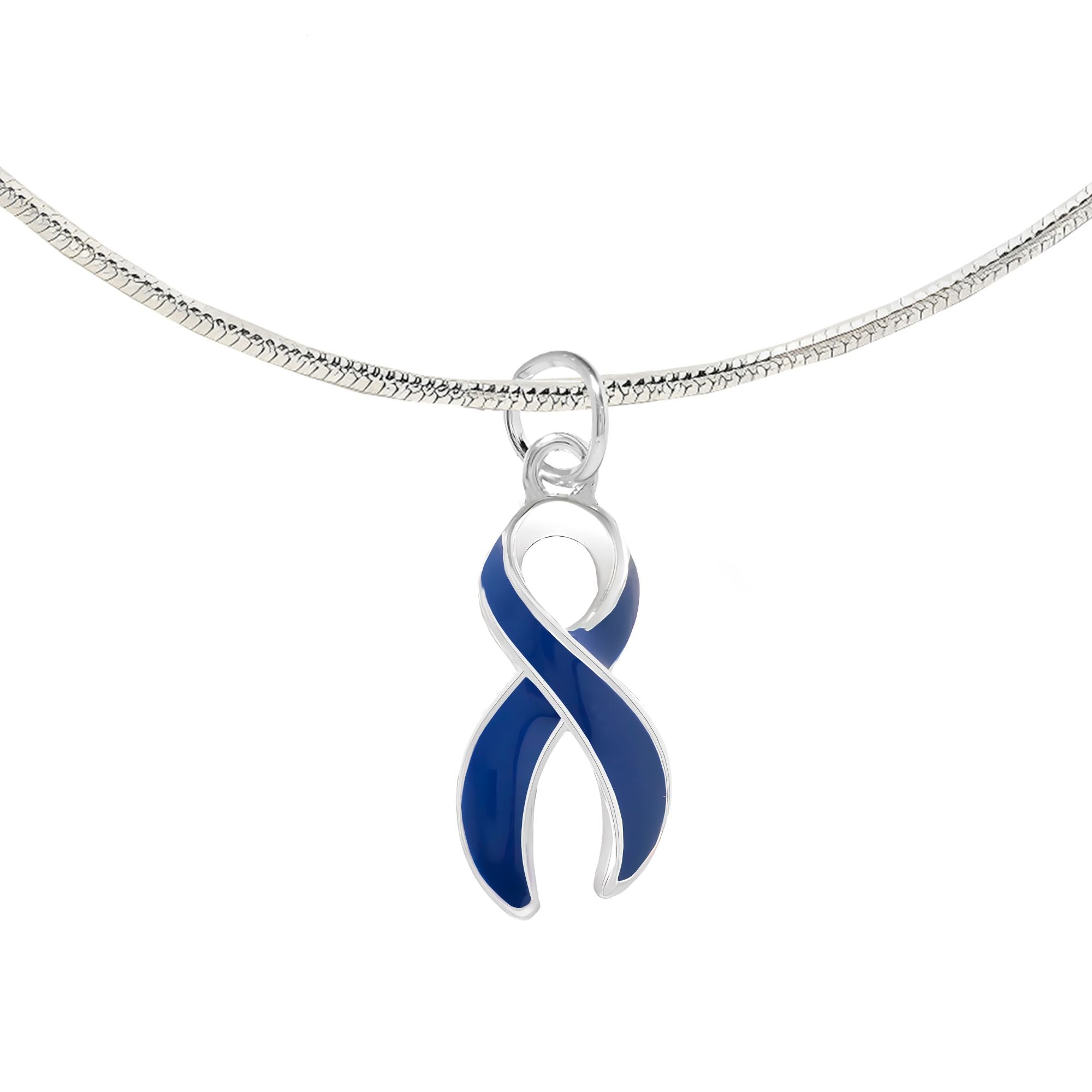 Dark Blue Ribbon Awareness Necklaces The Awareness Company